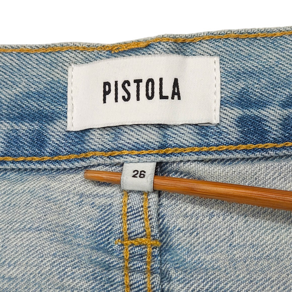 NWOT Pistola Charlie Distressed Button Fly Straight Leg Jeans Sz. 26x27 Blue - Picture 6 of 12